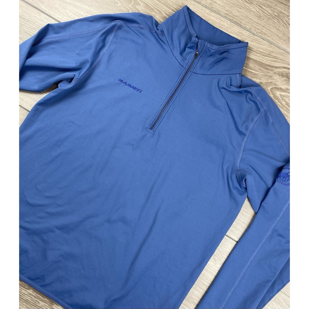 Mammut Men's Long Sleeve Pullover 1/4 Zip Performance Sweater Blue Size Large